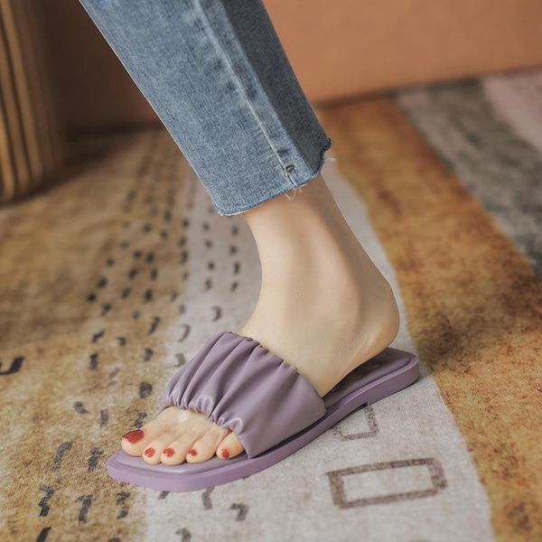 

women summer slipper flat square toe female sandals fleated non slip casual comfortable ladies slides 2021 platform fashion slippers, Black