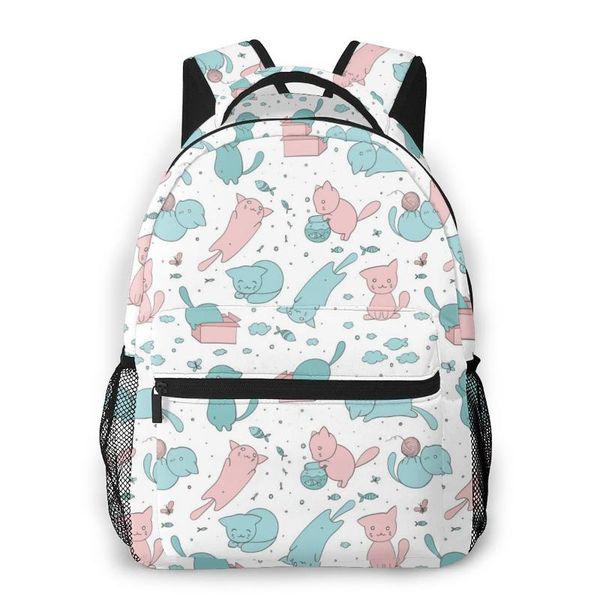 

backpack travel pack cute kittens and fishes sports bag outdoor climbing