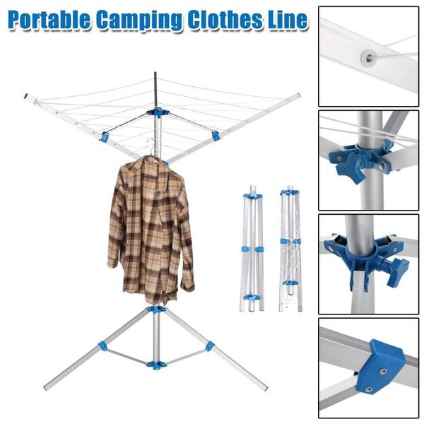 

home storage foldable steel clothes hangers portable camping line hanger drying rack multifunction shelf outdoor & racks