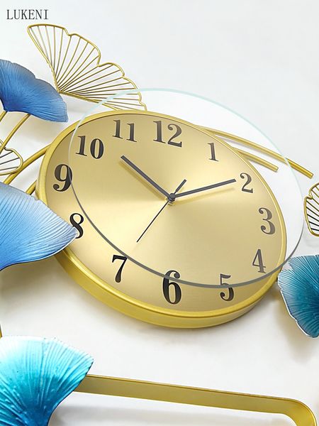 Chinês Estilo Vivo Criativo Parede Pendurado Moda Nordic Luz Luxo Arte Decoração Do Relógio Atmosférico 210414