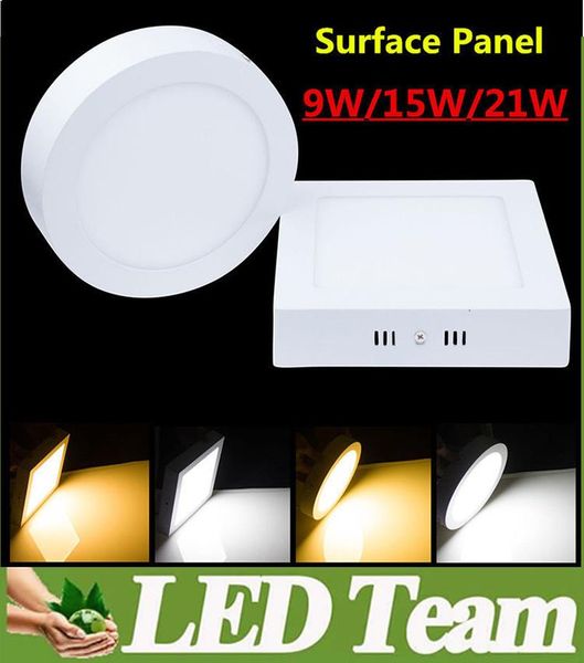

panel lights factory 9w 15w 21w round / square led light surface mounted ceiling lighting 110-240v +drivers warm/cool/nature white