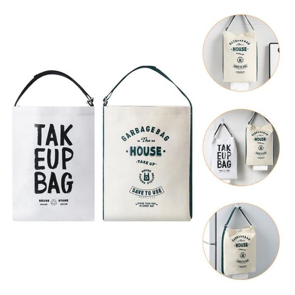 

storage boxes & bins 2pcs fabric bags hanging cloth garbage white + khaki)