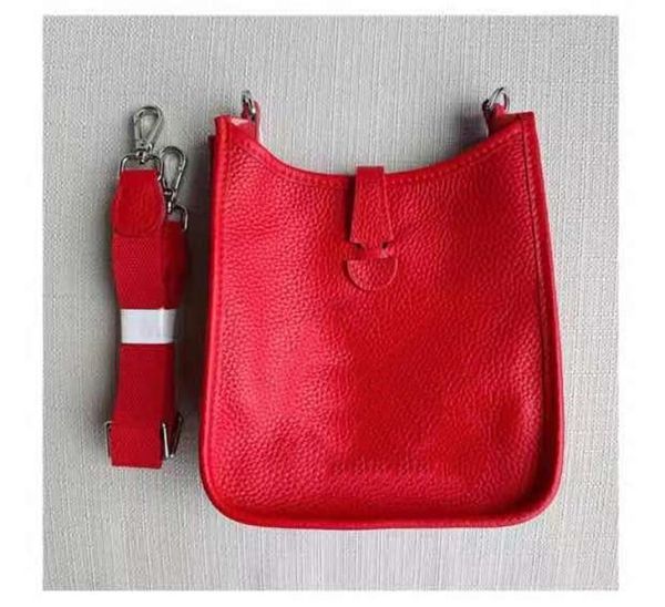 

evening bags evelyn bag h litchi pattern bucket 2021 cowhide wide shoulder belt messenger single room hollow women's handbag