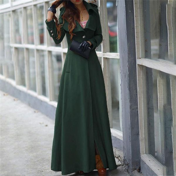 

women's jackets woman winter 2021 trench coat female feminine fashion lapel slim jacket long parka overcoat outwear, Black;brown