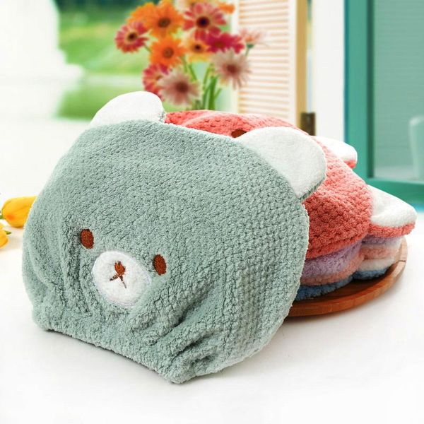 

towel lovely bear hair towels bathroom super absorbent quick-drying microfiber soft fashion women/child dry cap