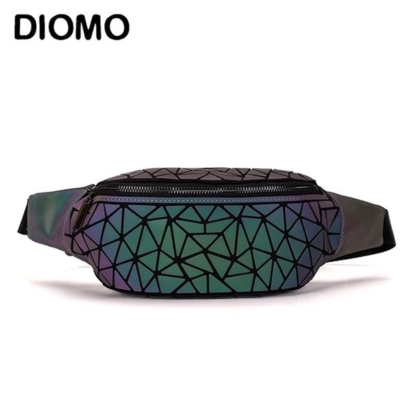 

diomo fanny packs waist pack for women luminous holographic traveling bum bag 211027