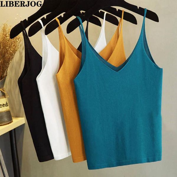 

women's tanks & camis liberjog women camisole casual loose summer cool elastic knitted bottom plus size insidewear female outwear t sh, White