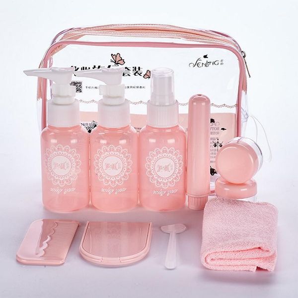 

storage bottles & jars 10 pcs/set portable travel carry wash refillable set cosmetic bottle pressing spray makeup tools