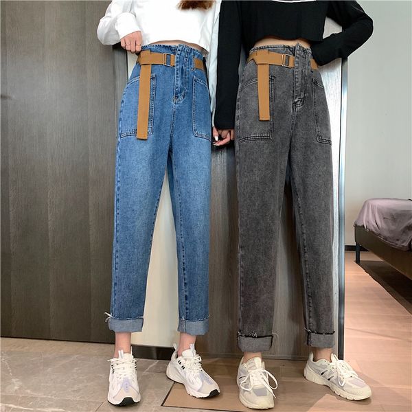 

women's jeans jeans high-legged, blue streetwear vintage fashion harajuku slacks straight oet2