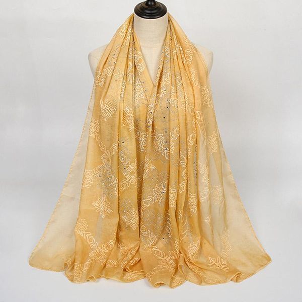 

scarves plain embroidered floral scarf glitter diamond hijab shawls headband muslim women flower pashmina oversize ethnic wraps, Blue;gray