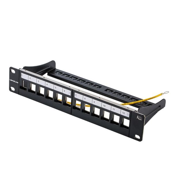 

cat.5e/cat6 network distribution fram 10" 12-port blank patch panel rack mount incl cable management support bar adapter computer cable