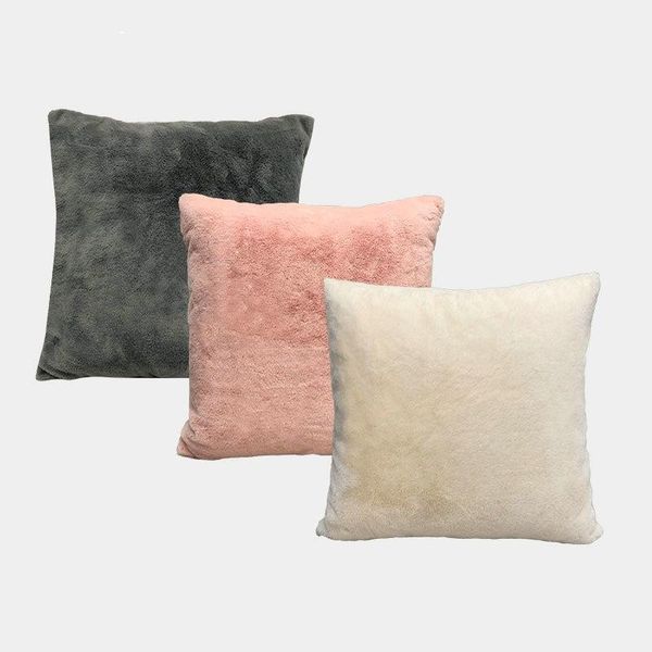 

pillow case faux fur cushion cover solid color soft short plush throw for living room car chair decoration pillowcase