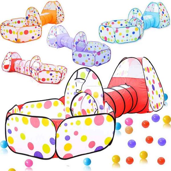

3 in 1 portable playpen for children baby playground foldable baby playpen children's tent with tunnel ocean ball pool baby park 210831