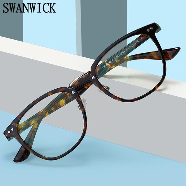 

sunglasses swanwick retro tr90 square glasses frame for men optical spectacle frames blue light blocking clear lens women leopard, White;black