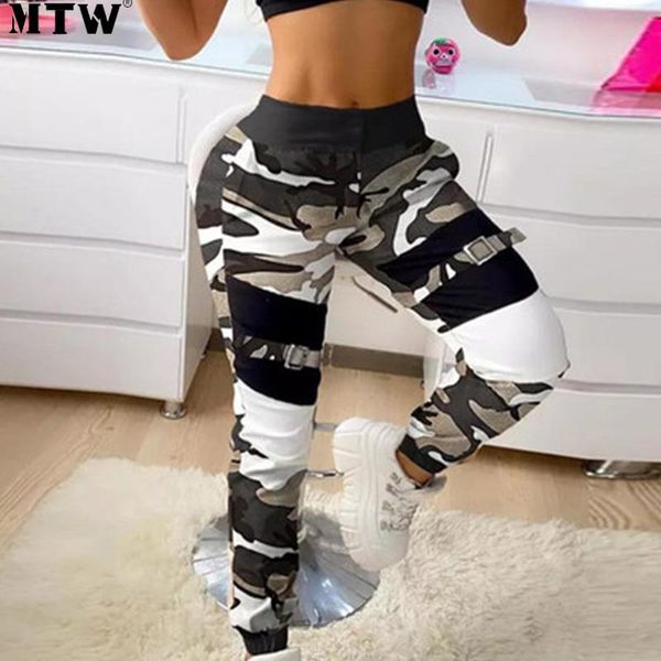 

women's pants & capris 2021 summer autumn casual women cargo ladies elastic camouflage sweatpant female streetwear trousers, Black;white