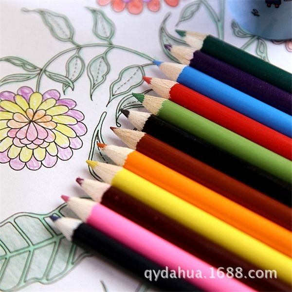 

SsIj short 3.5 inch cil wood lead environmental protection can painting pens print words color pencil color, Black;red