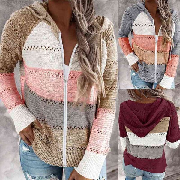 

40 fashion casual patchwork long womens hoodies sleeves knitting contrast color hollow out autumn pullover brief, Black