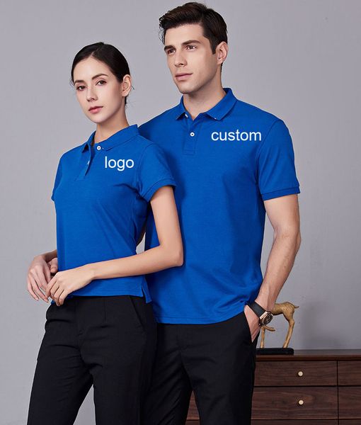 

Summer Men Plain Basic Tee Cotton Polo T Shirts Couple Fashion Customized Polos Shirt, Sapphire blue
