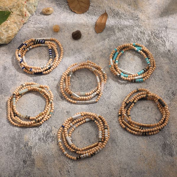 

pure handmade wooden bead bracelet hand woven multilayer bracelet, Black