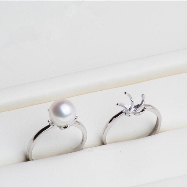 

wedding rings " fake one penalty ten 925 sterling silver ring setting 8mm shell pearl jewelry, Slivery;golden