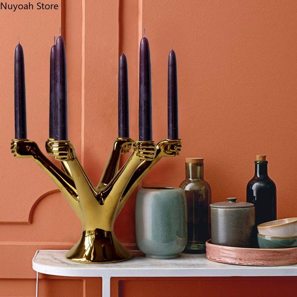 

candle holders creative gold ceramic holder decoration props luxury home retro art living room accessories