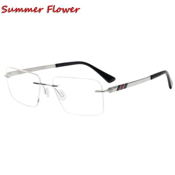 

fashion sunglasses frames rimless pure titanium frame rectangle eyewear men quality prescription optical glasses spectacles anti blue ray le, Black
