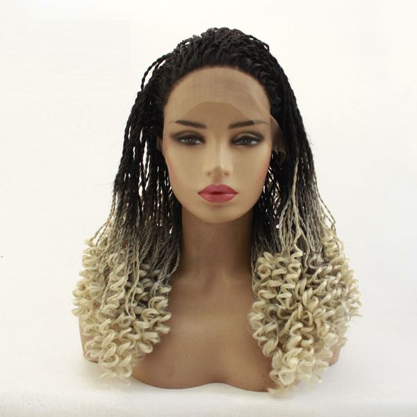 

hd box braided synthetic lace front wig simulation human braiding hair frontal braids wigs for black women 191220-613, Black;brown