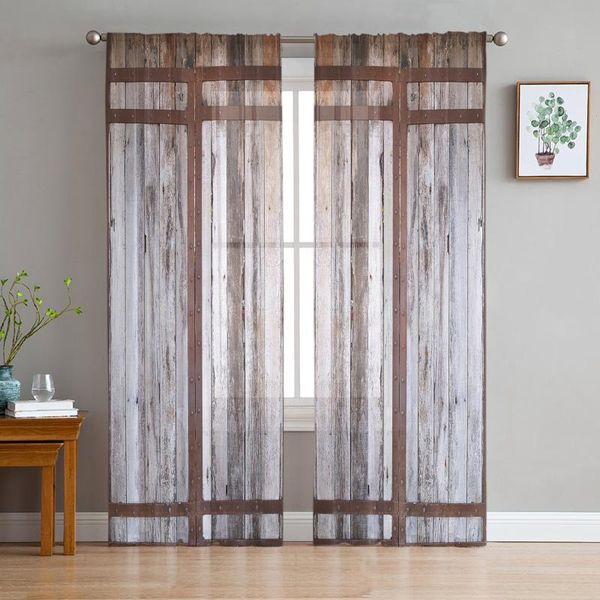 

curtain & drapes farm barn wooden door sheer curtains for living room bedroom kitchen tulle windows voile home decoration