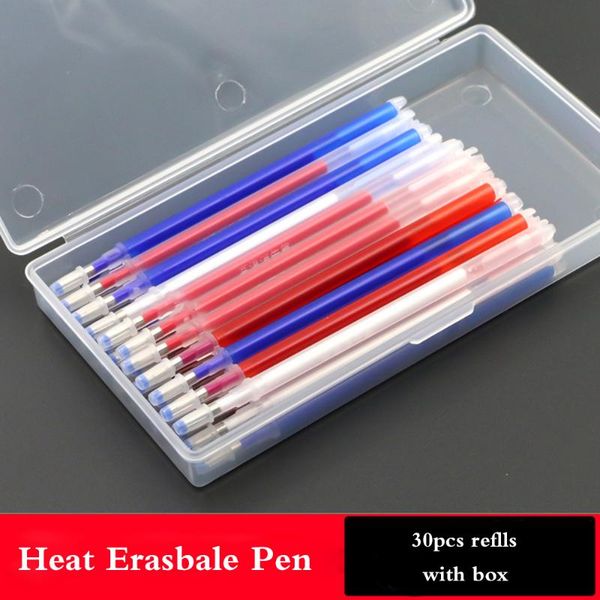 

sewing notions & tools 30pcs heat erasable pen refills high temperature disappearing fabric marker with storage box patchwork tailoring acce, Black