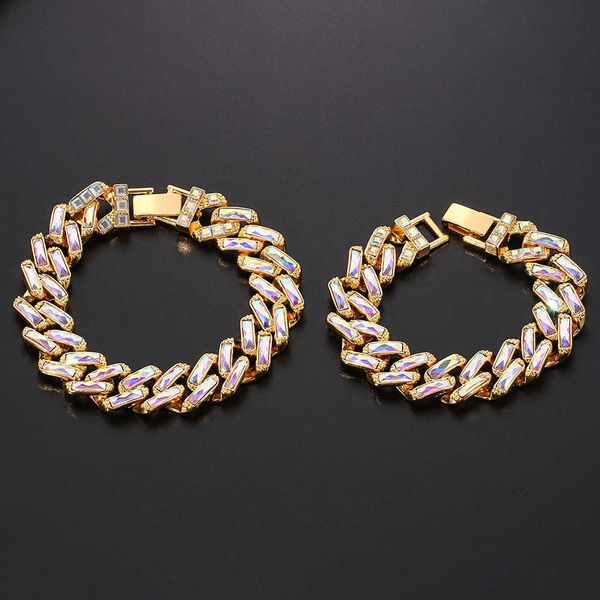 

fashion hip-hop cuba bracelet charm big shine crystal bracelet cool rock charm jewelry for man street style quench accessories q0717, Black