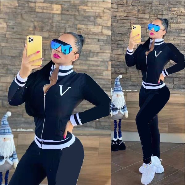 

women two piece sets blouse shirts and long pants for lady slim style tracksuit short tees sets letters printed waits size s-xl, White