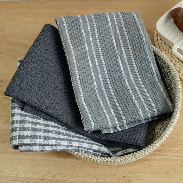 

mats & pads 3pcs/set 45x60cm cotton table napkins placemat kitchen waffle pattern tea towels absorbent dishcloth