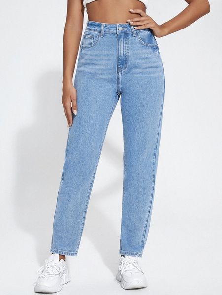 

light washed straight leg jeans p3dt#, Blue