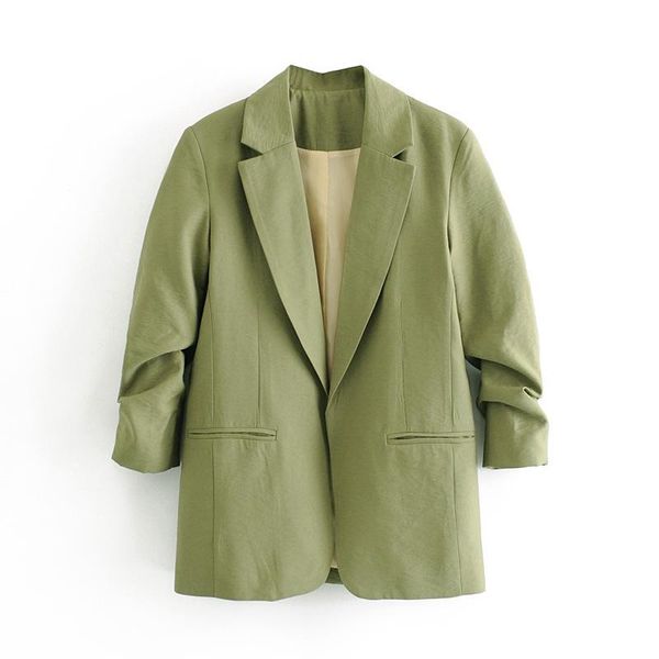 

women's suits & blazers european and american womens roll-sleeve suit jackets green coat, White;black