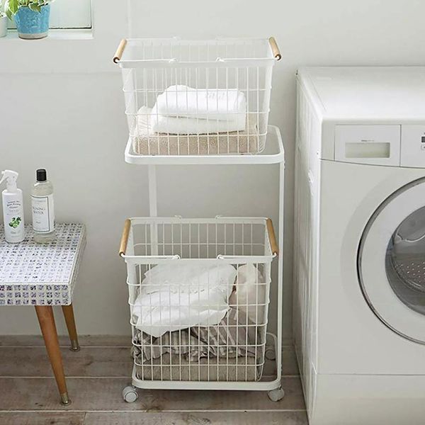 

natural wood dirty clothes basket creative bathroom large rack storage household removable layered laundry & organization