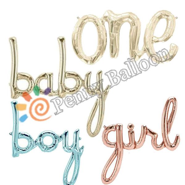 

party decoration jumbo one baby boy girl script foil balloon shower 1st birtdhay decorations gender reveal banner