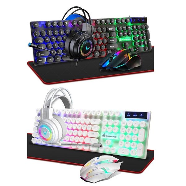 

keyboard mouse combos gaming and pad game headset wired led rgb backlight bundle for pc work study 4 in 1 wholesales
