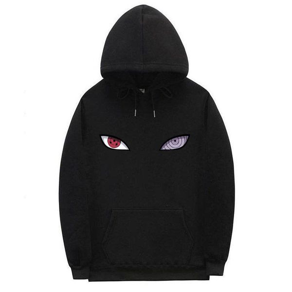 

men's hoodies & sweatshirts arrival harajuku anime cotton uchiha uzumaki hatake eyes printing pullover sweatshirt hip hop streetwear, Black