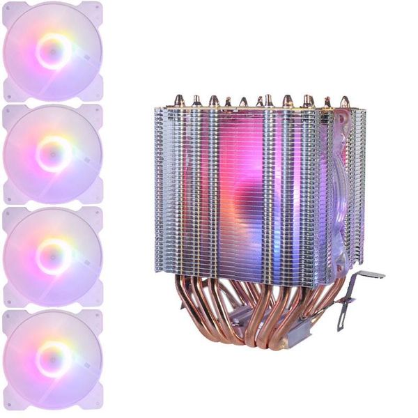 

fans & coolings 6 copper tube cpu radiator chassis fan synchronous lighting 1150amd1366 2011 crystal lamp single fan+chassis