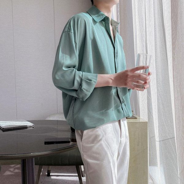 

men's casual shirts 2021 korean style white cotton hawaiian loose long sleeve french cuff mens fashion camisa masculina s-xl, White;black