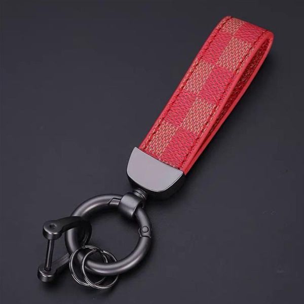 

keychains 1x luxury genuine leather lanyard keychain men women square pattern gunmetal buckle car key ring holder jewelry gift chaveiro, Silver