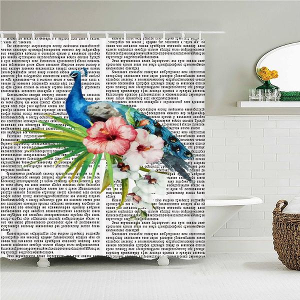 

shower curtains flower peacock bird printed curtain washable with hook bathroom decorative 3d 300*180cm