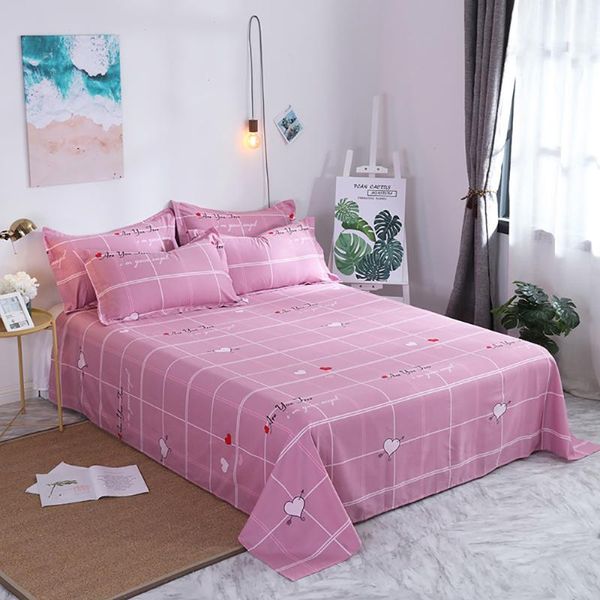 

sheets & sets lychee plaid print bed sheet pink blue color fitted soft flat