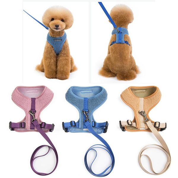 

dog collars & leashes simple harness leash set vest for small medium pet dogs breathable no pull cats 1.2m rope