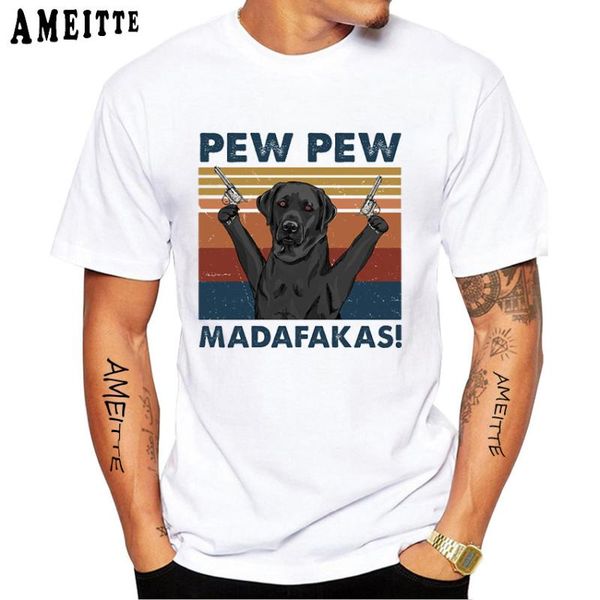 

vintage a collect dog design t-shirts men short sleeve labrador black pew lab classic t-shirt hipster hip hop boy white tee men's, White;black
