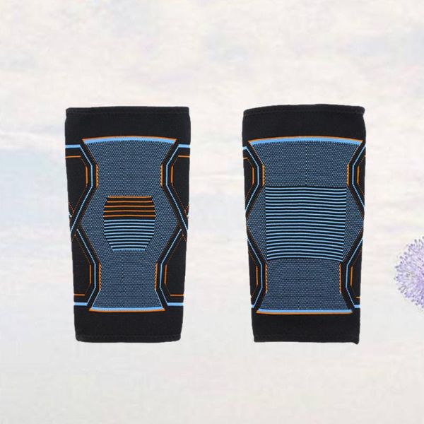 

pair nylon sports knee cover elastic kneecap protective pad sleeve for climbing hiking riding (blue and orange, size elbow & pads, Black;gray