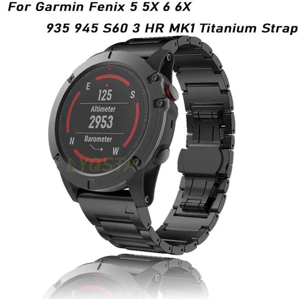 

fenix 5 6 wristband 22/26mm titanium metal quick release watch strap for garmin fenix 5xplus fenix 6x pro 935 mk1 bracelet black h0915, Silver