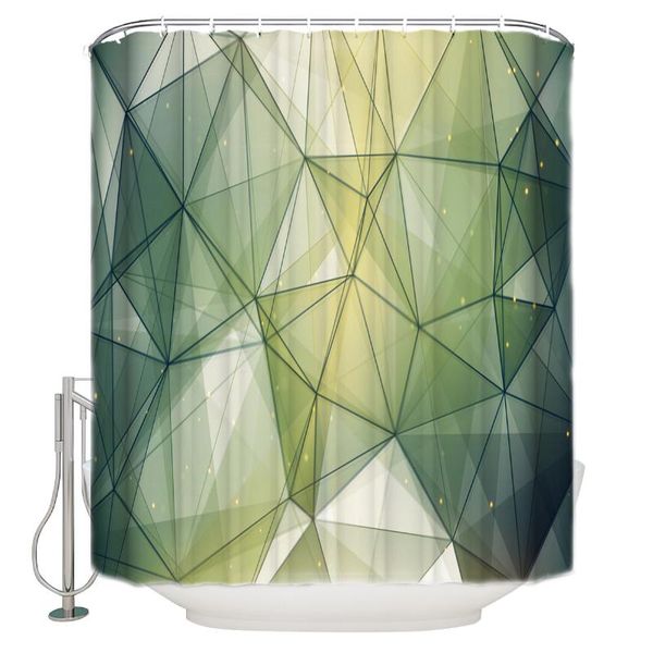 

shower curtains triangle line dark green irregular shape star pattern polyester fabric waterproof bath curtain