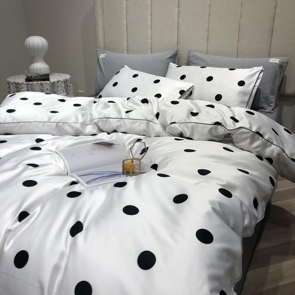 

bedding sets washed ice silk four piece set wave point european quilt cover slippery naked bed single day