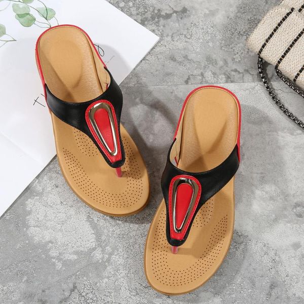 

slippers 2021 women summer wedges shoes beach flip flops zapatillas mujer scarpe zapatos drop 12, Black